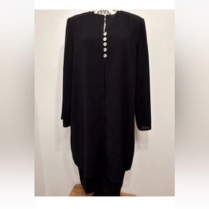 Vintage ildi marshall Women Black zip Built in Jeweled Jacket Coat Dress size 12